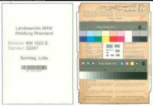 Entnazifizierung Lotte Sonntag , geb. 08.02.1910 (Lehrerin)