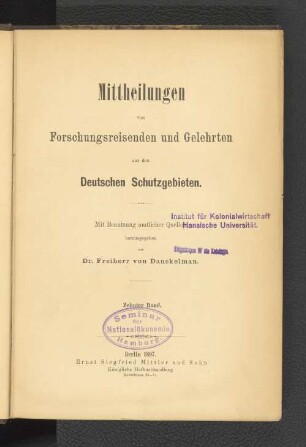 10.1897: Mitteilungen von Forschungsreisenden und Gelehrten aus den deutschen Schutzgebieten : mit Benutzung amtlicher Quellen