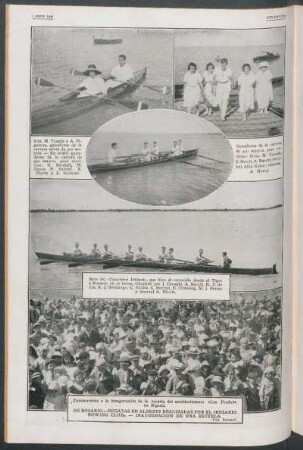 De Rosario. - Regatas en Alberdi realizadas por el "Rosario Rowing Club". - Inauguración de una escuela.