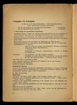Lehrplan 11. Schuljahr