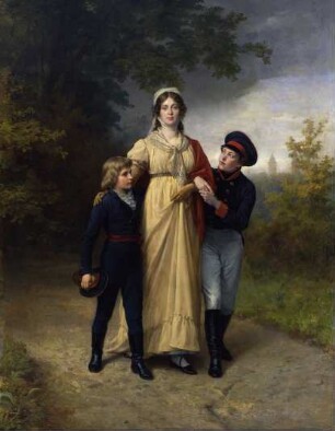 Königin Luise mit ihren Söhnen im Park von Luisenwahl