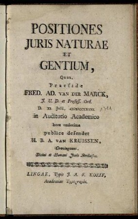 Positiones Juris Naturae Et Gentium
