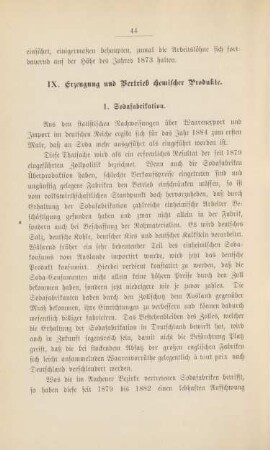 IX. Erzeugung und Vertrieb chemischer Produkte.