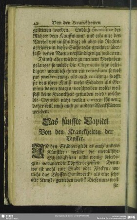 Das fünffte Capitel Von den Kranckheiten der Töpffer