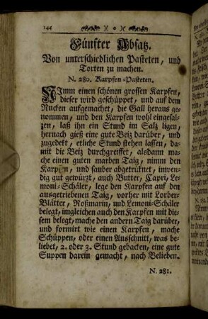 Fünfter Absatz. Von unterschiedlichen Pasteten, und Torten zu machen.