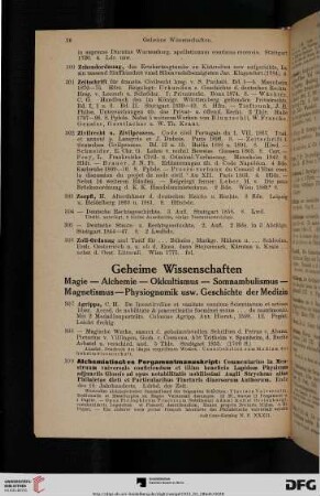 Geheime Wissenschaften: Magie - Alchemie - Okkultismus - Somnambulismus - Magnetismus - Physiognomik usw. Geschichte der Magie (Nr. 307-449)