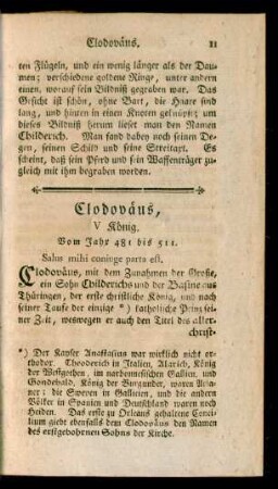 Clodoväus, V König. Vom Jahr 481 bis 511