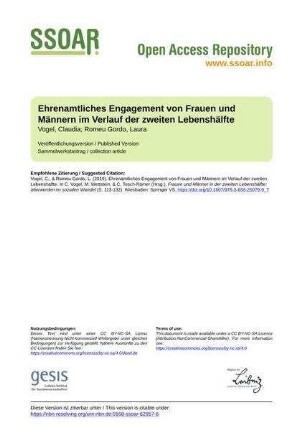 Ehrenamtliches Engagement von Frauen und Männern im Verlauf der zweiten Lebenshälfte