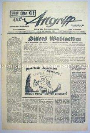 Sonderausgabe der NS-Zeitung "Der Angriff" zur Reichstagswahl 1930