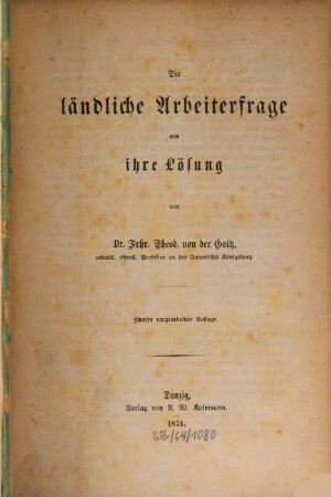 Die ländliche Arbeiterfrage und ihre Lösung