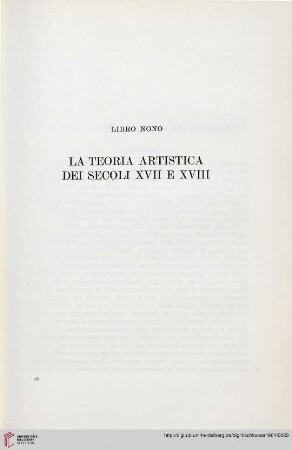 Libro nono: La teoria artistica dei secoli XVII e XVIII