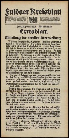 Zweite Ausgabe vom Donnerstag, den 18. Februar 1915.