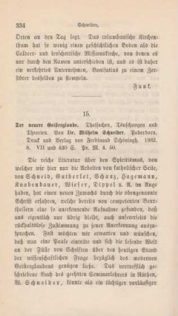 334-344 [Rezension] Schneider, Wilhelm, Der neuere Geisterglaube