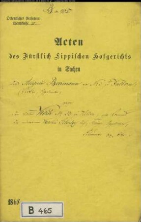 Beermann, August in Dalborn gegen Koch Nr. 53 zu Heiden als Vormund der Karoline Schulze in Heiden - Alimente