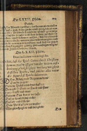 Der LXXII. Psalm.
