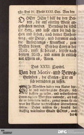 Das XXXI. Capitel. Von den Motiv- und Beweg-Gründen, die Seelen-Cur an sich verrichten zu lassen.
