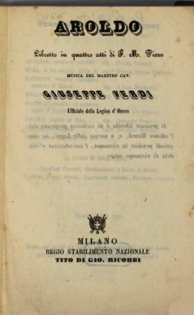 Aroldo : libretto in quattro atti