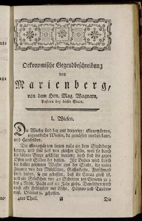 Oekonomische Gegendbeschreibung von Marienberg