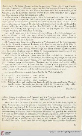 15: [Rezension von: Sallust, Bellum Iugurthinum und Auswahl aus den Historien. Auswahl von Albert Klinz. Textheft und Kommentar]