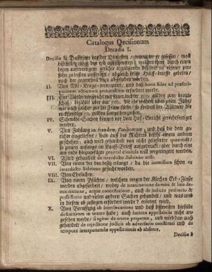 Catalogus Decisionum Decadis I.