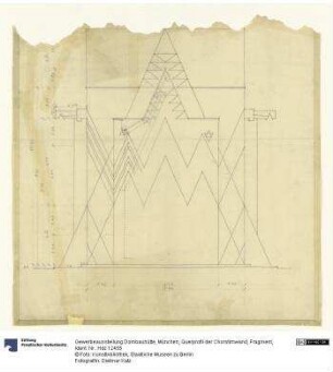 Gewerbeausstellung Dombauhütte, München, Querprofil der Chorstirnwand, Fragment