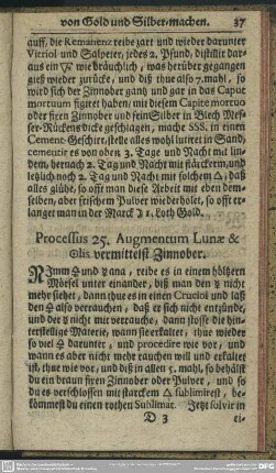 Processus 25. Augmentum Lunae & [...]olis vermittelst Zinnober