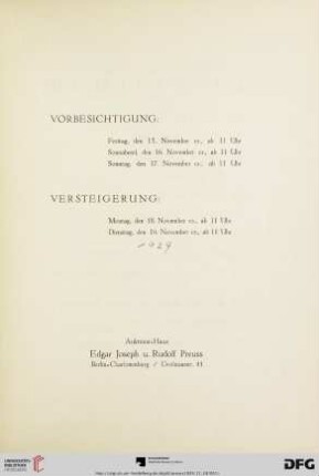 Vorbesichtigung/ Versteigerung