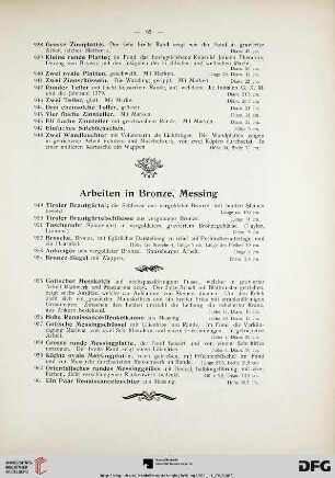 Arbeiten in Bronze, Messing (Nr. 949-961)