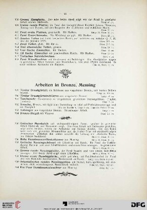 Arbeiten in Bronze, Messing (Nr. 949-961)