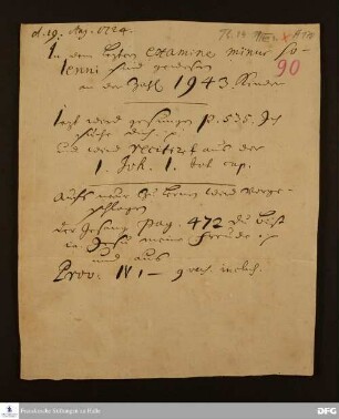 Mitteilung von Johann Georg Hoffmann an August Hermann Francke zur Durchführung der öffentlichen Ermahnung an alle Schüler der Glauchaschen Anstalten..