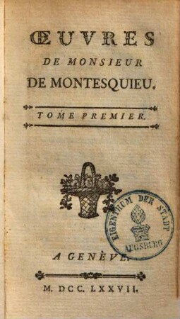 De l'esprit des loix, 1