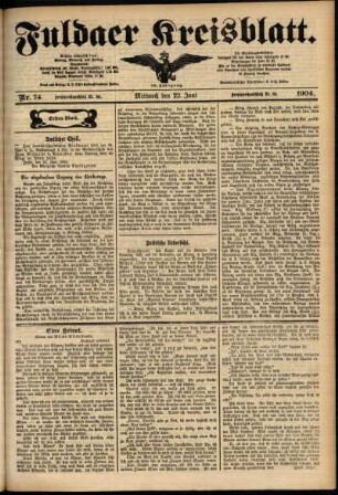 Erste Ausgabe vom Mittwoch, den 22. Juni 1904.