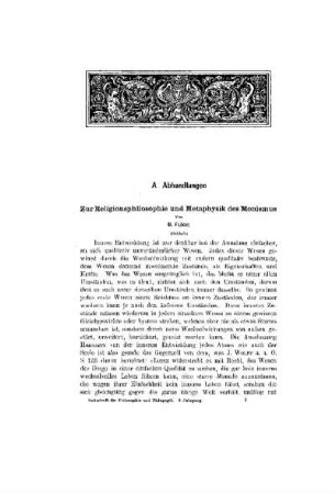 Zur Religionsphilosophie und Metaphysik des Monismus : (Schluss)
