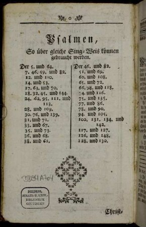 Psalmen, So über gleiche Sing-Weis können gebraucht werden