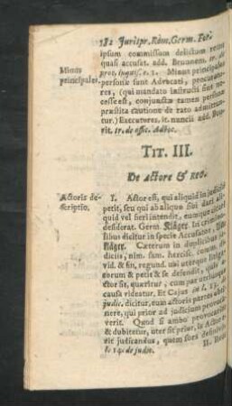 Tit. III. De Actore & Reo.