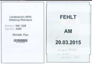 Entnazifizierung Paul Michalik , geb. 27.05.1898 (Polizeibeamter)