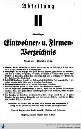 Abteilung II. Einwohner- und Firmenverzeichnis.