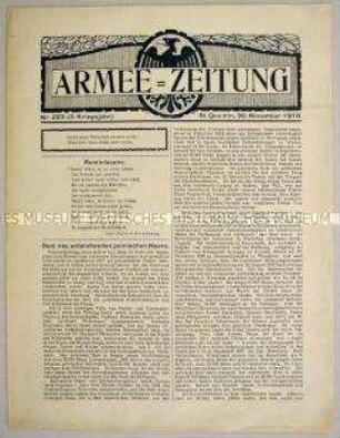Nachrichtenblatt der 2. Armee "Armee-Zeitung" u.a. über den Neuaufbau der polnischen Armee