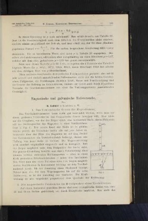 2. Die magnetische Feldstärke im Mittelpunkte eines Kreisstromes.