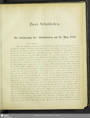 Zwei Schulreden