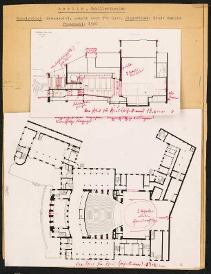 Schillertheater, Berlin-Charlottenburg: Grundriss und Längsschnitt