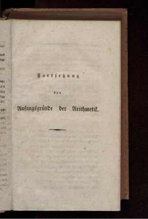 Fortsetzung der Anfangsgründe der Arithmetik.