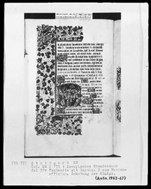 Liber horarum — Initiale D (eus) mit Anbetung der Könige, Folio 32verso