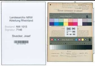 Entnazifizierung Josef Stuecker , geb. 30.09.1893 (Kaufmann)