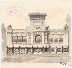 Erbbegräbnis für 7 Gräber auf dem israelitischen Kirchhof, Berlin-Weißensee: Fassade, Grundriss (Variante)