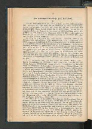 Der südwestafrikanische Etat für 1909. II