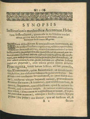 Synopsis Institutionis methodicae Accentuat. Hebr. cum Instructione ...