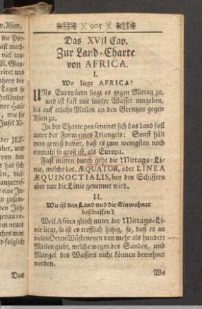 Das XVII. Capitel. Zur Land-Charte von Africa.