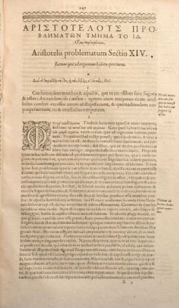 Aristotelis Problematum Sectio XIV.