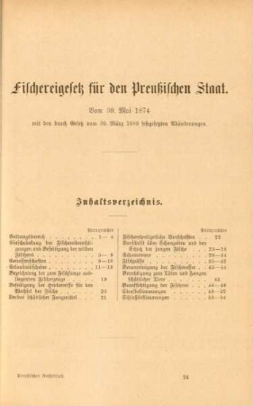 Fischereigesetz für den Preußischen Staat